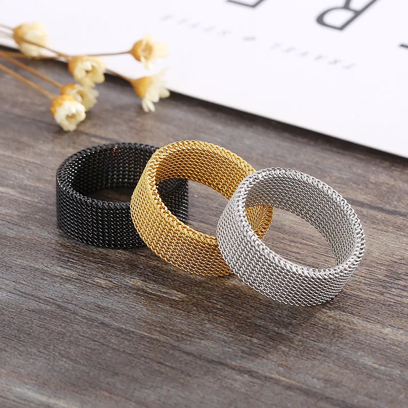 Deformable Neutral Stainless Steel Ring with Innovative Mesh Surface