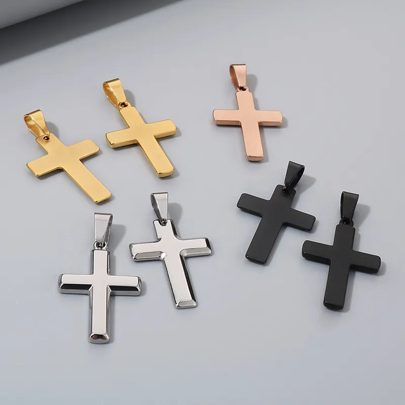 European and American Stainless Steel Cross Men's Pendant Necklace Geometric Couple Versatile Necklace Accessories