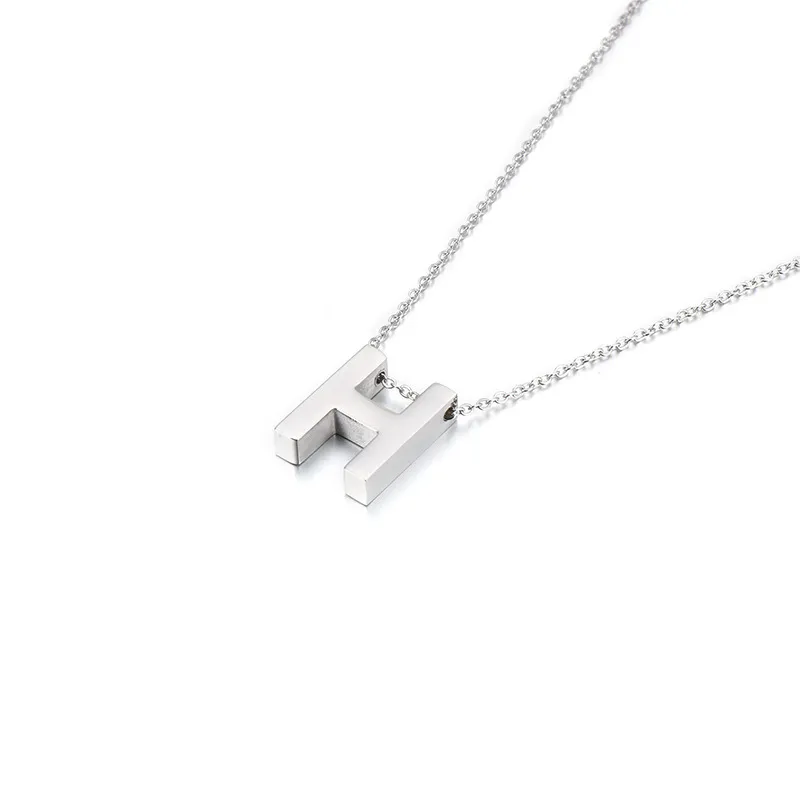 New Smooth Stainless Steel Pendant Necklace with 26 Capital Letters of The English Alphabet for Women