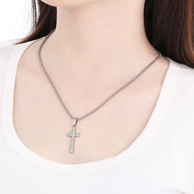 Trendy Minimalist Multi-Size Polished Cross Pendant Hiphop Punk Stainless Steel Jewelry Wholesale
