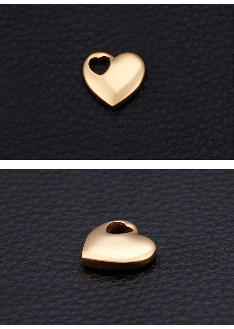 Stainless Steel Heart-Shaped Small Tag Pendant Stainless Steel Heart Jewelry Charms Accessories