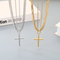 Simple Smooth Cross Pendant Necklace, European and American Six Sided Ground Square Pearl Chain, Double Layered Men's Necklace