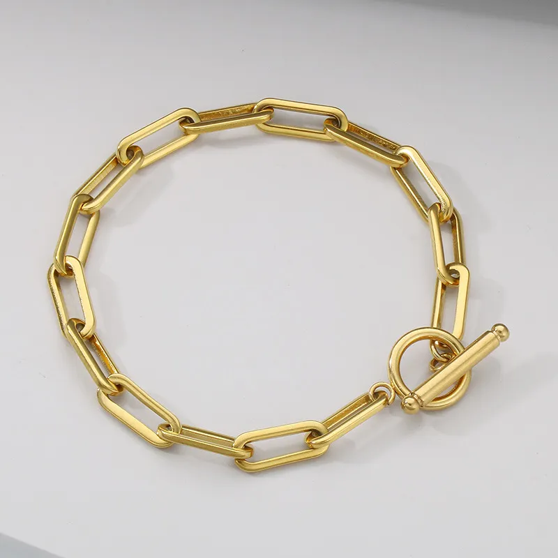 Minimalist Bracelet Personalized Heart Ot Clasp Curved Square Chain Women's Necklace Jewelry