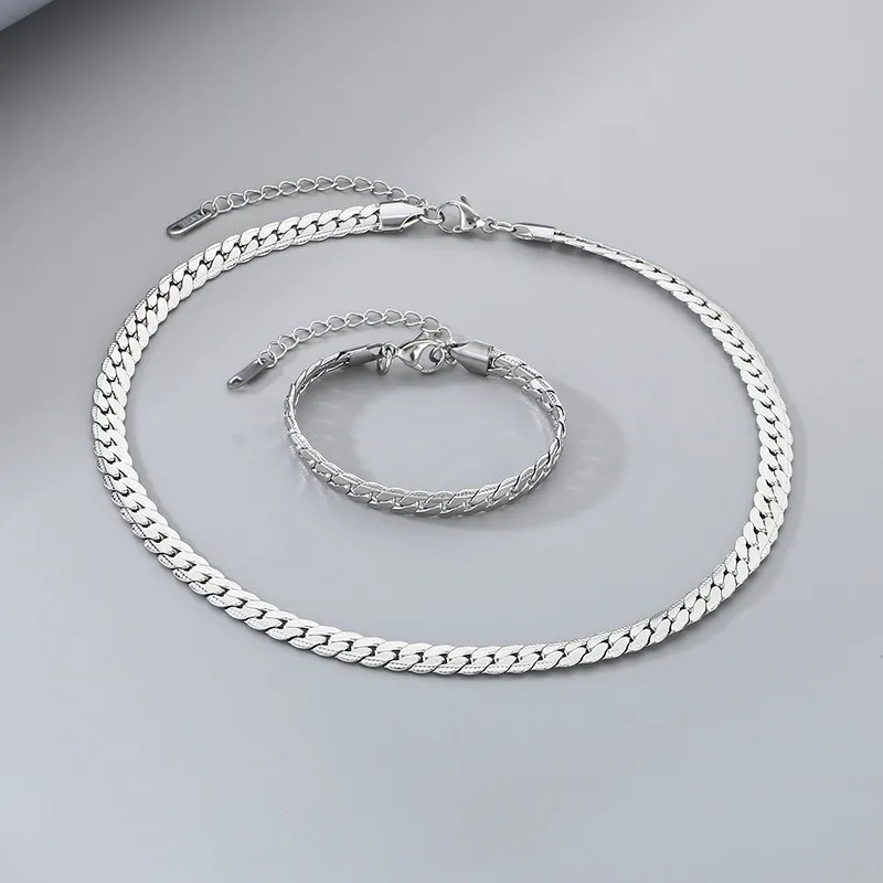 Men's Korean Style Minimalist Engraved Chain Necklace Without Pendant, Trendy, Stainless Steel, Couple's Matching Chain