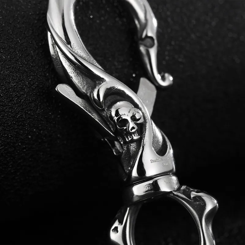 Trendy Casting Skull Multi Functional Keychain Ring Luggage Buckle Pendant Accessories Stainless Steel Jewelry