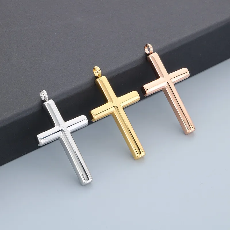 Trendy Retro Personalized Stainless Steel Cross Multi-Color DIY Pendant That Can Be Paired with a Chain