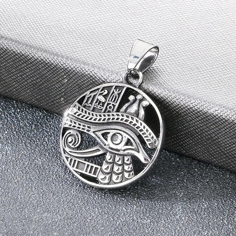Retro Sun Smiling Moon Celestial Body Pendant Ancient Egypt Horus Eye Stainless Steel Men's Pendant