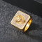 Fashion Lion Head Square Ring Hip Hop Rhinestones Cross Tai Chi Stainless Steel Men's Ring