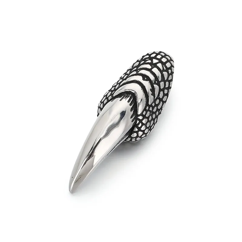 Trendy Retro Wolf Tooth Pendant, Personalized and Domineering, Blackened Eagle Claw Stainless Steel Men's Pendant