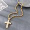 Trendy Fried Dough Twists Chain Hip Hop Full Diamond Double Cross Hollow Pendant Stainless Steel Men's Necklace