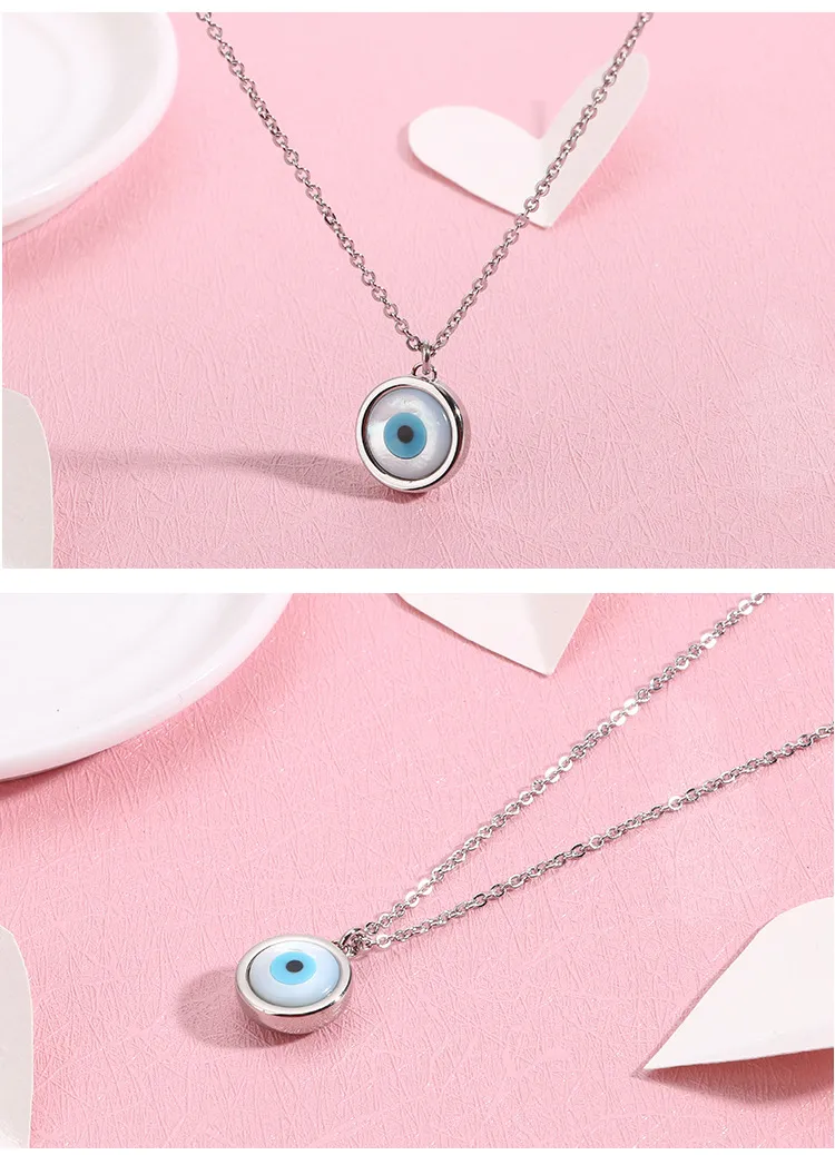 Trendy Evil Eye Design Style Women's Stainless Steel Necklace