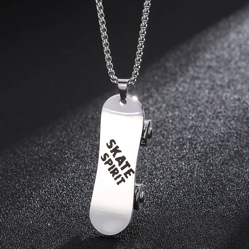 Rock Hip Hop Street Skateboard Fashion Stainless Steel Unisex Necklace Pendant