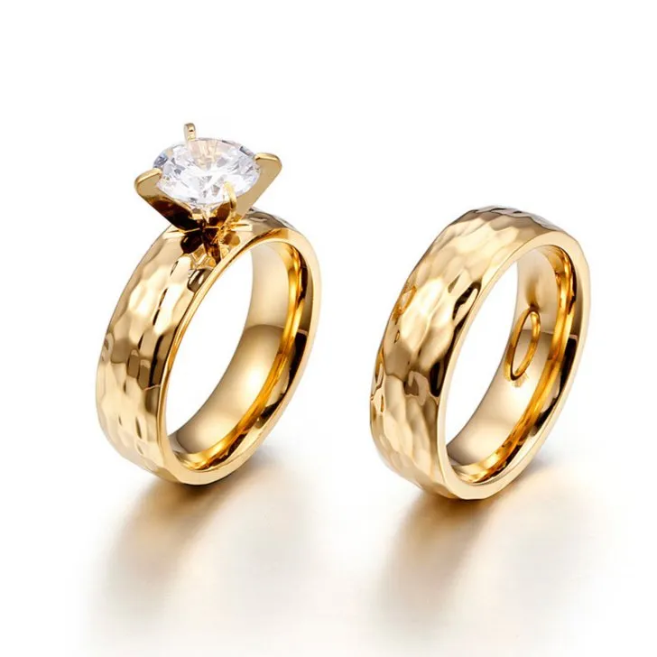 Elegant Personalized Minimalist Couple Rings in Stainless Steel