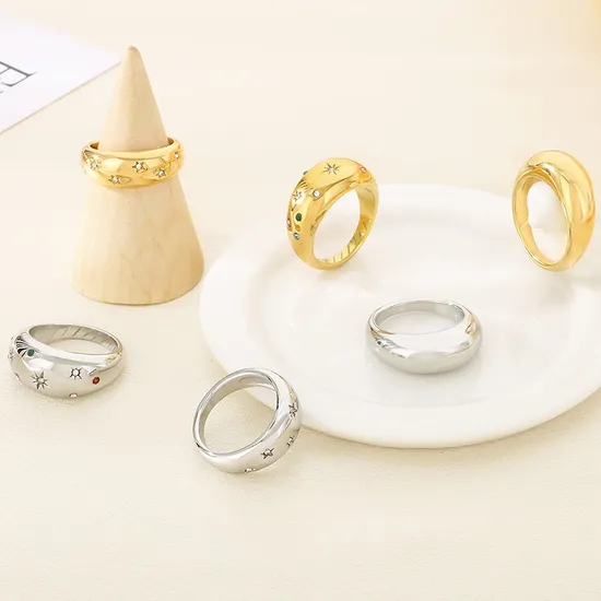 Ins Cold Wind Stainless Steel Diamond Set Ring Suitable for Daily Wear