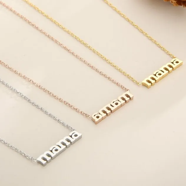 New Stainless Steel Electroplated "Mama" Letter Pendant Necklace for Mother's Day