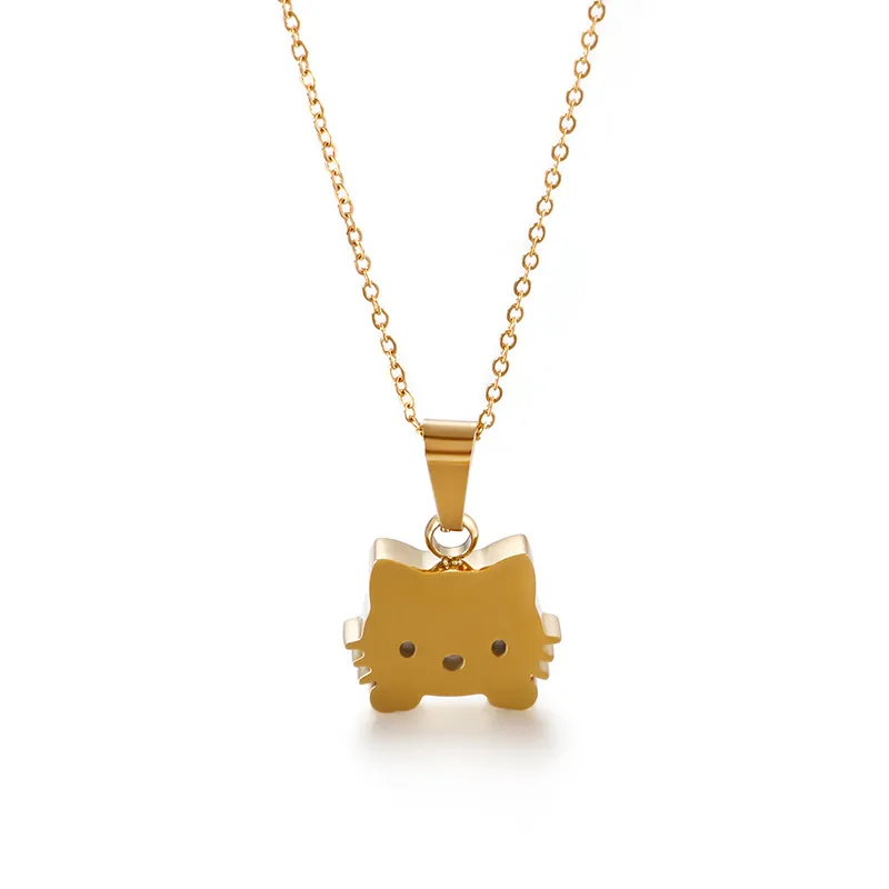 Small and High-End Stainless Steel Creative Cute Cat Pendant Collarbone Necklace