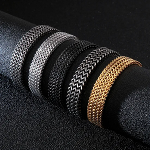 Stainless Steel Keel Chain Fashion Square Fish Scales Men's Trendy Jewelry Bracelet