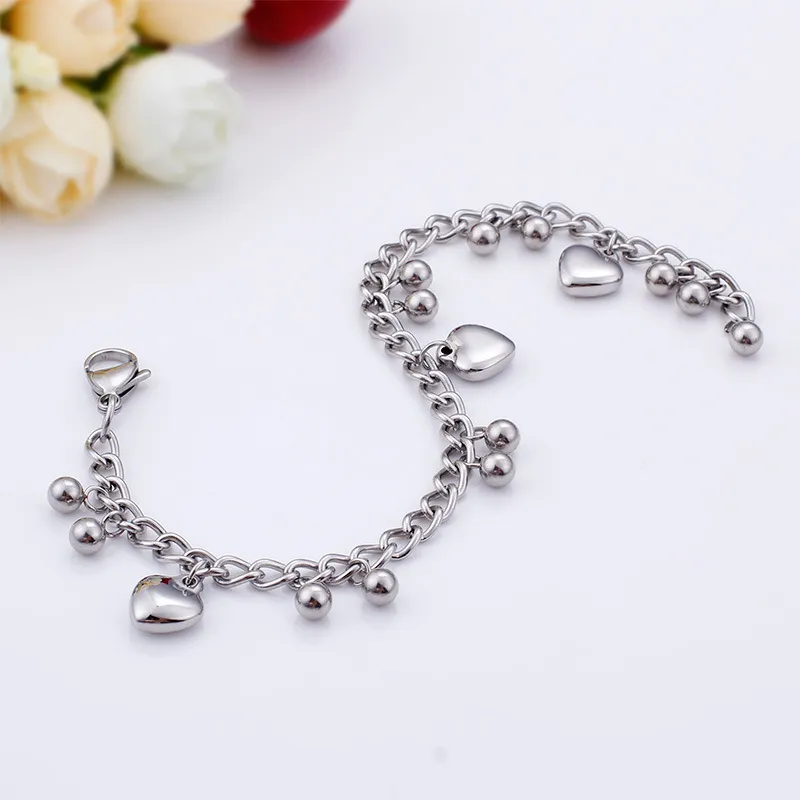 Stainless Steel Heart Element Handmade Chain Bracelet Suitable for Women's Daily Wear