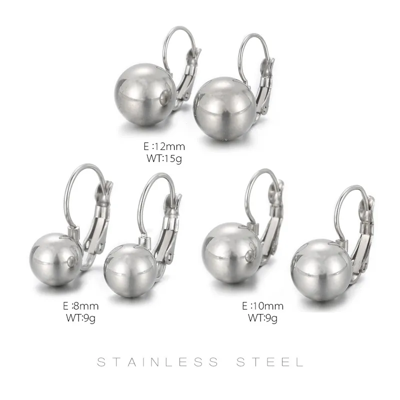 Wholesale European American Minimalist Earrings Stainless Steel Ball Ear Buckles Fashion Jewelry