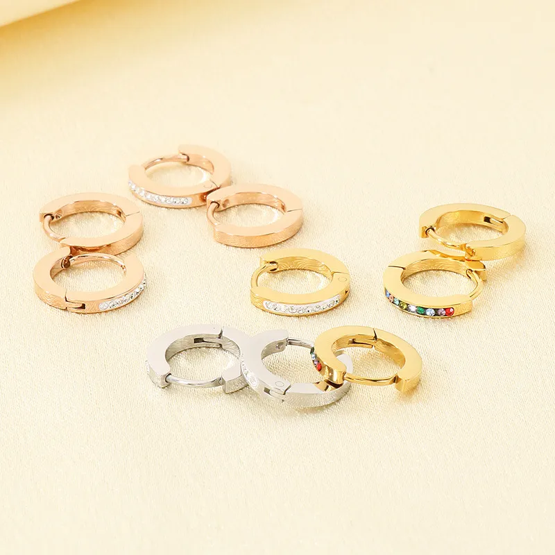 Fashionable Stainless Steel Rhinestone Earrings for Women's Jewelry Suitable for Daily Wear