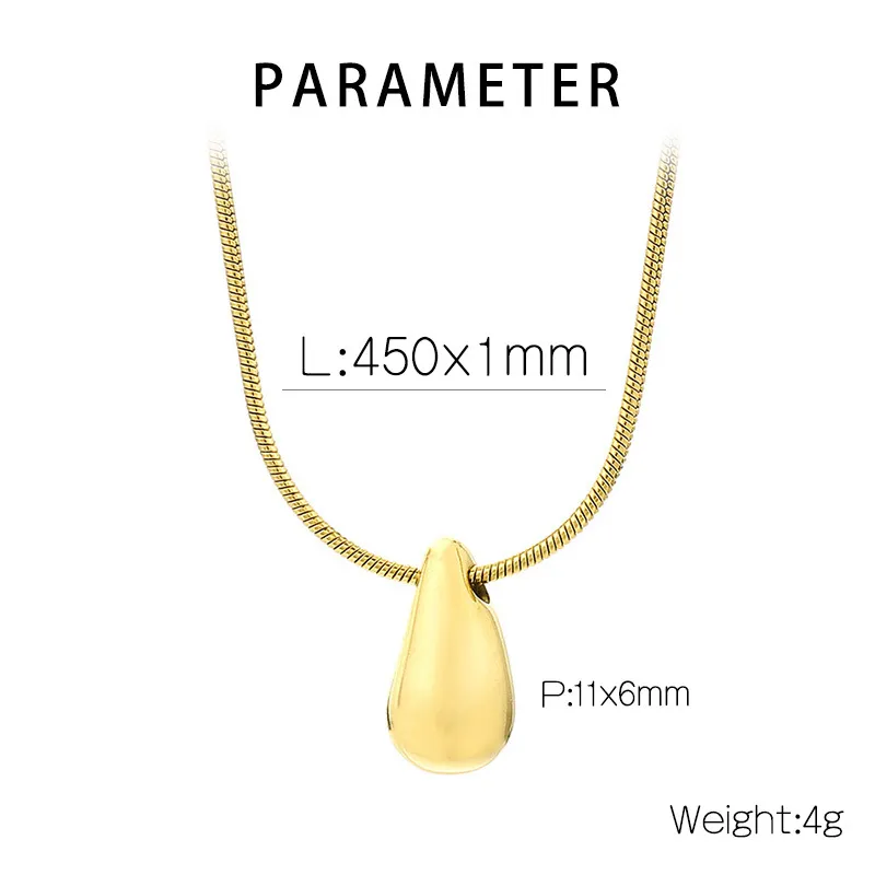 Fashion Water Drop Earrings Necklace Ins Geometric Stainless Steel Stud Jewelry Set
