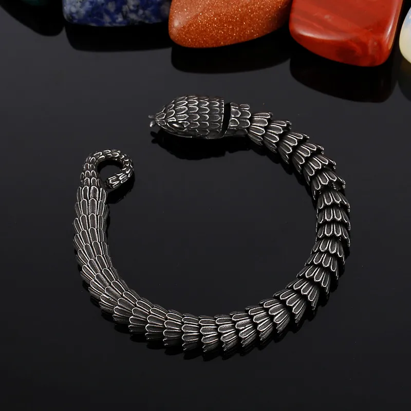 Men's Stainless Steel Cast Snake Shaped Bracelet Punk Style Jewelry