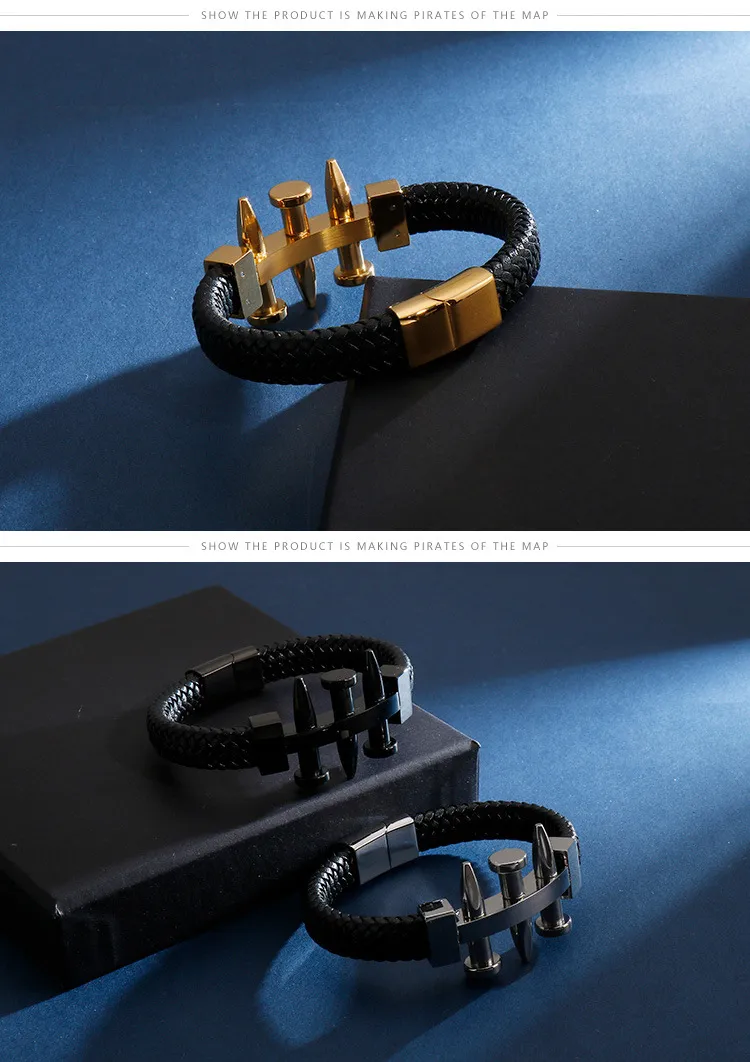 European and American Style Stainless Steel Nails Paired with Leather Bracelets and Jewelry
