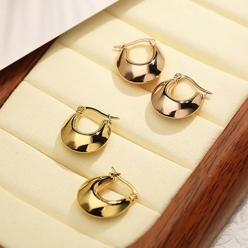 Trendy Stainless Steel U-Shaped Polished Huggie Earrings Geometric French Hollow Earrings Wholesale