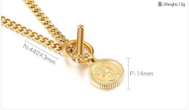 European American Queen Coin Necklace Personalized Fashionable Gold Clavicle Chain Women Wholesale
