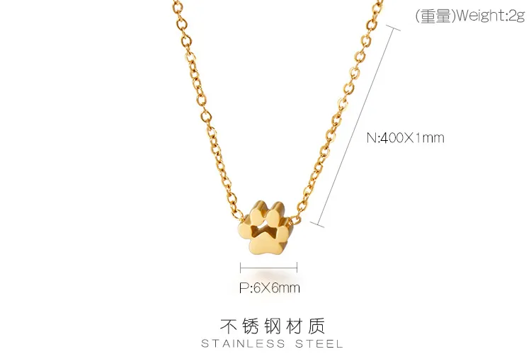 Korean Minimalist Cat Paw Print Necklace Stainless Steel Jewelry Bracelet Ring