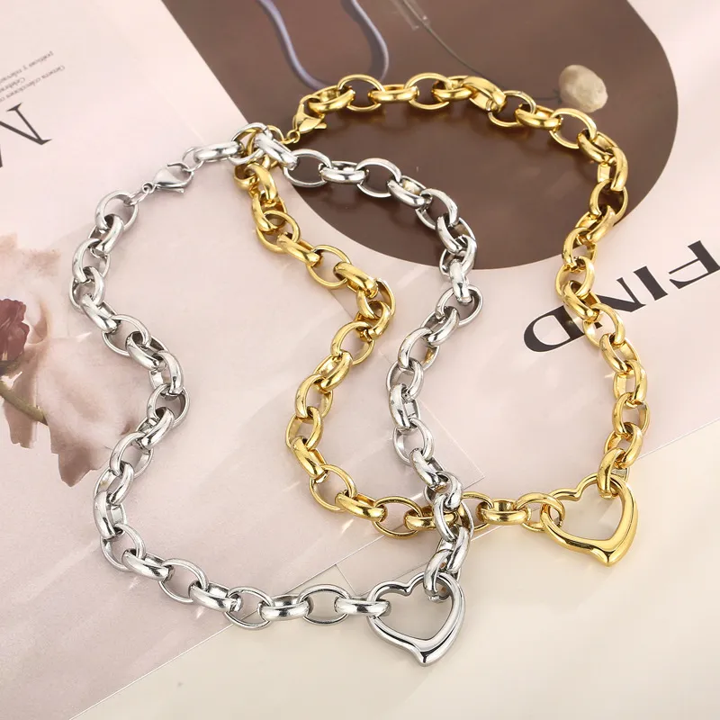 Fashion Stainless Steel Heart Pendant Earrings Bracelet Necklace Set Jewelry Accessories