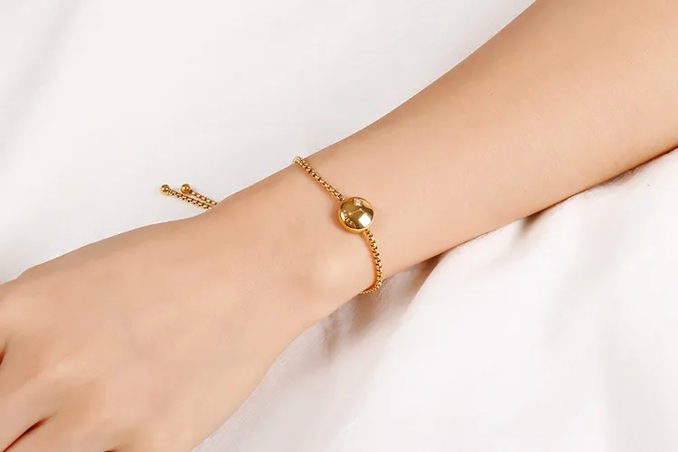 12 Zodiac Signs Stainless Steel Diamond-Embedded Gold Bracelet Adjustable Jewelry