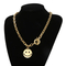 Stainless Steel Exaggerated Personality Creative Smiling Face Ot Buckle Bracelet Necklace Set for Women's Jewelry