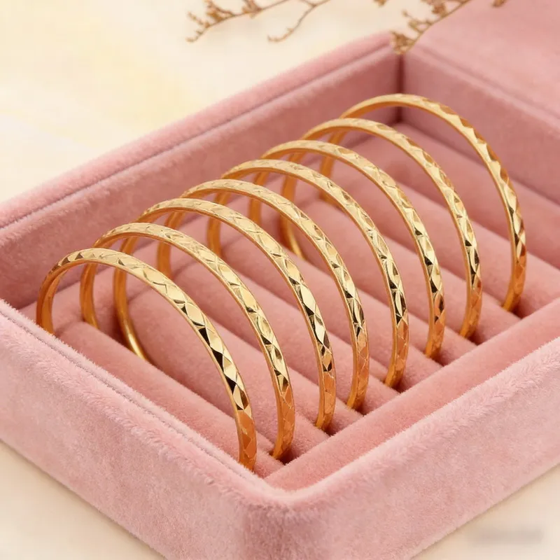 Stainless Steel 304 Patterned Diamond Bangles with Multiple Layers of Plain Circles for Women