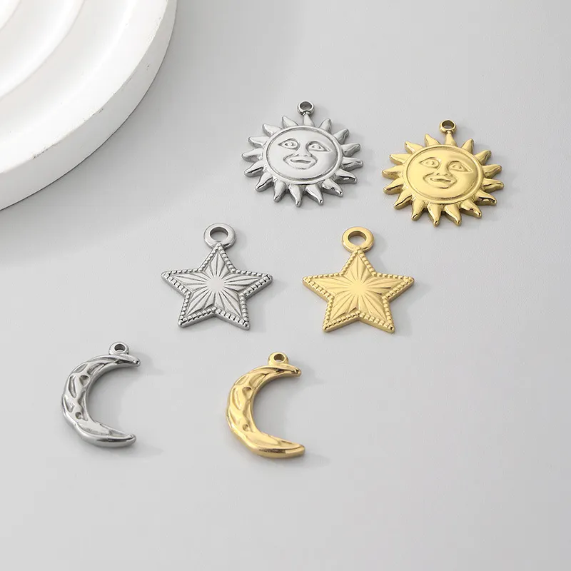 Stainless Steel Star Moon Jewelry Accessories Pendant DIY Necklace Pendant Pendant