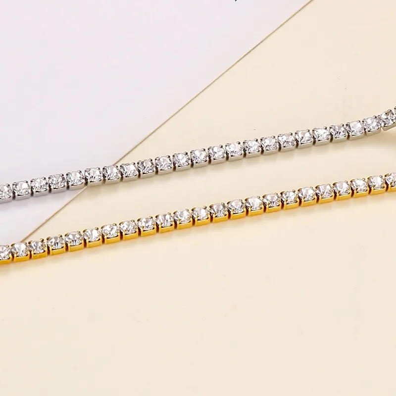 Stainless Steel Trendy Fashion Temperament Personalized Single Circle Zircon Full Diamond Bracelet Necklace for Women