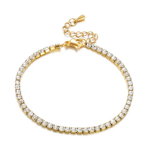 Stainless Steel Trendy Fashion Temperament Personalized Single Circle Zircon Full Diamond Bracelet Necklace for Women