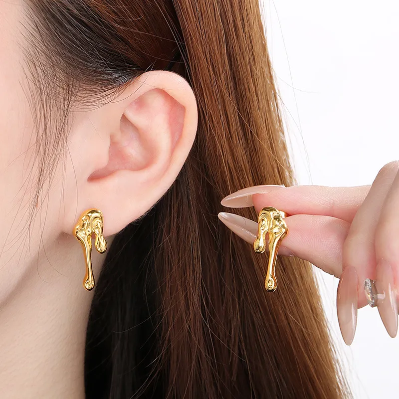 Fashionable Stainless Steel Multi Style Hollow Geometric Irregular Temperament Girl Earrings Jewelry Wholesale
