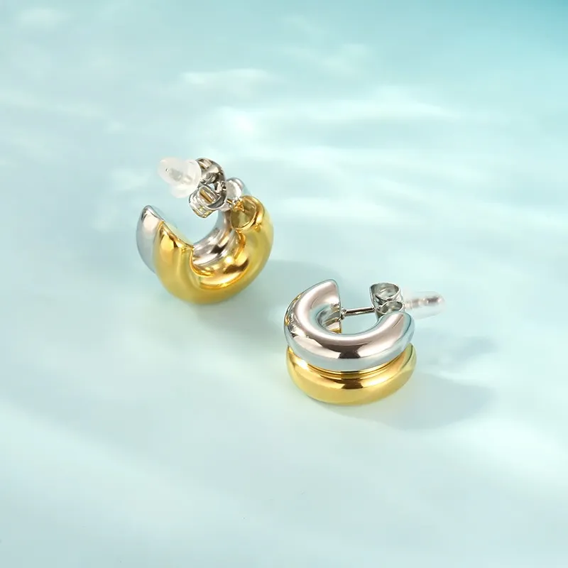 Stainless Steel Creative Hollow Multi Ring C-Shaped Commuting Fashion Earrings Jewelry Wholesale