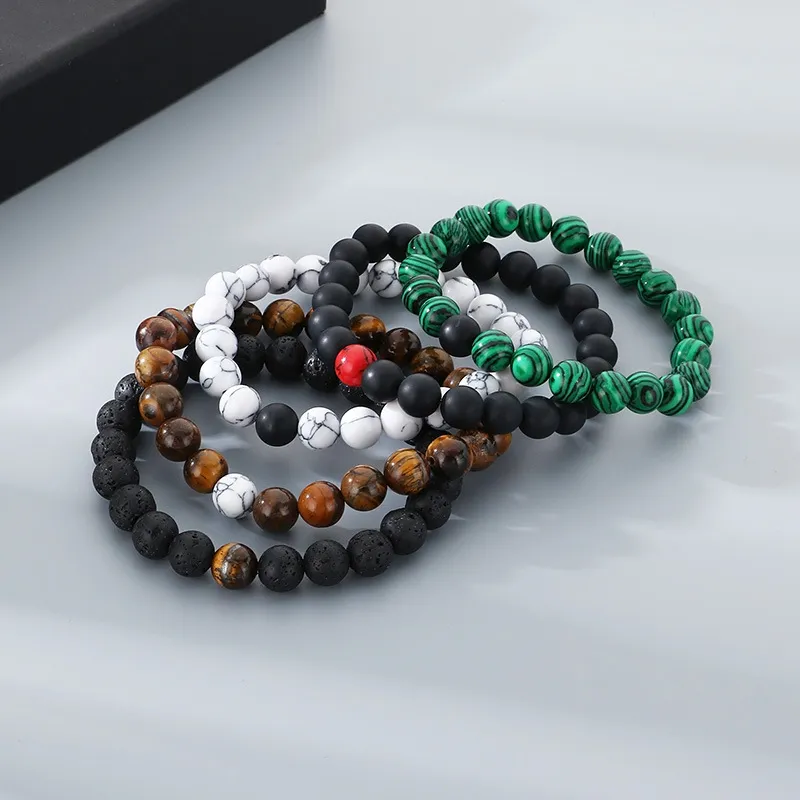 Matte Black Agate Bracelet, Contrasting Color Yellow Tiger's Eye Bracelet, Unisex Jewelry, DIY Original Brand Jewelry