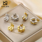 Ins Fashion Texture Earrings 18K Gold-Plated Hip Hop Two-Tone Stainless Steel Earrings