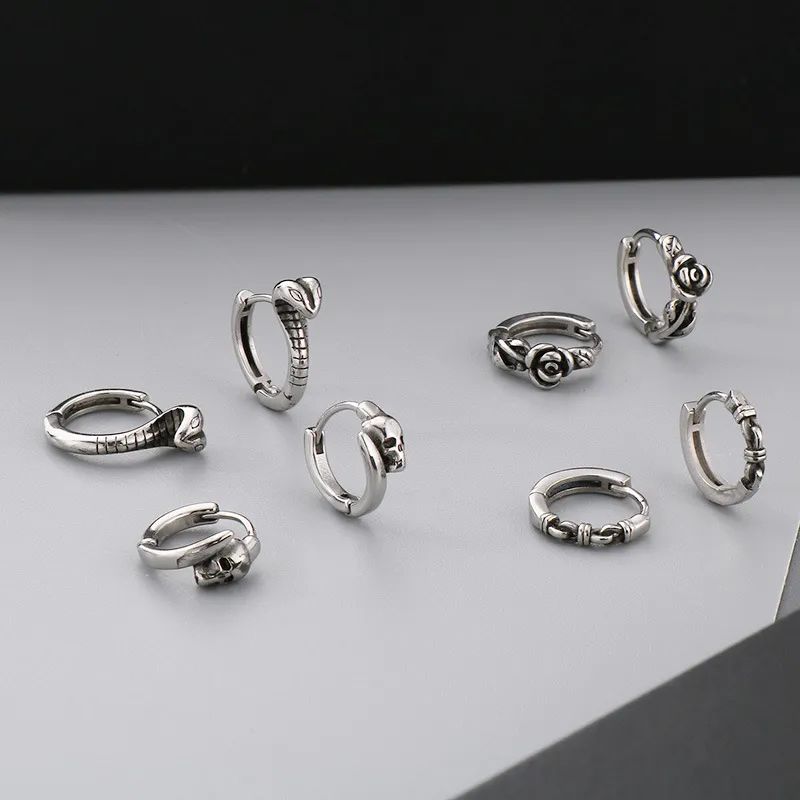 Design Inspired Earrings, Men's and Women's Personalized Fashion, Retro Rose Stainless Steel Earrings Accessories