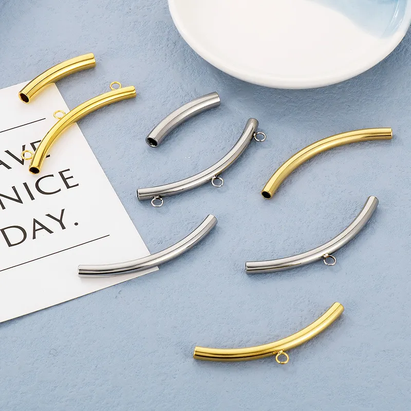 Stainless Steel Hollow Bent Pipe Welding Ring Necklace Accessories