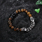 Fashion Punk Stainless Steel Skeleton Buddhist Volcanic Rock Beaded Bracelet