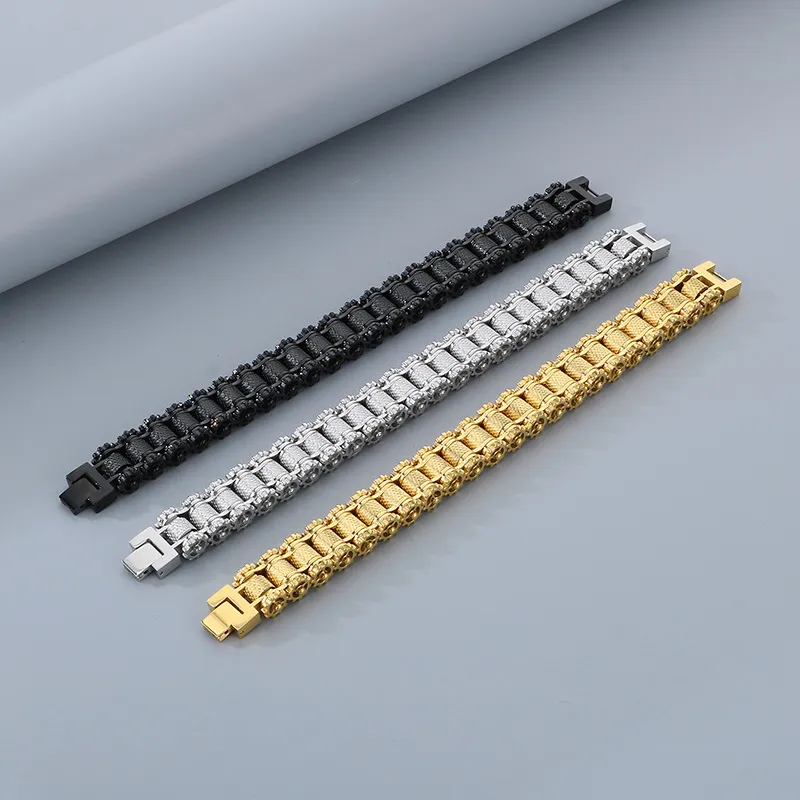 Personalized Trendy European and American Hip Hop Stainless Steel Men's Bicycle Chain Motorcycle Chain Bracelet Jewelry