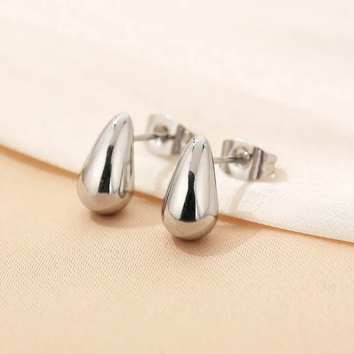 Trendy 11X6mm Stainless Steel Teardrop Earrings for Resale