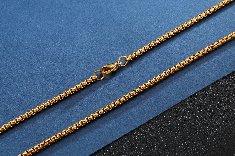 Square Pearl Chain Stainless Steel Polished Electroplated Single Chain Men's Necklace Versatile Accessory