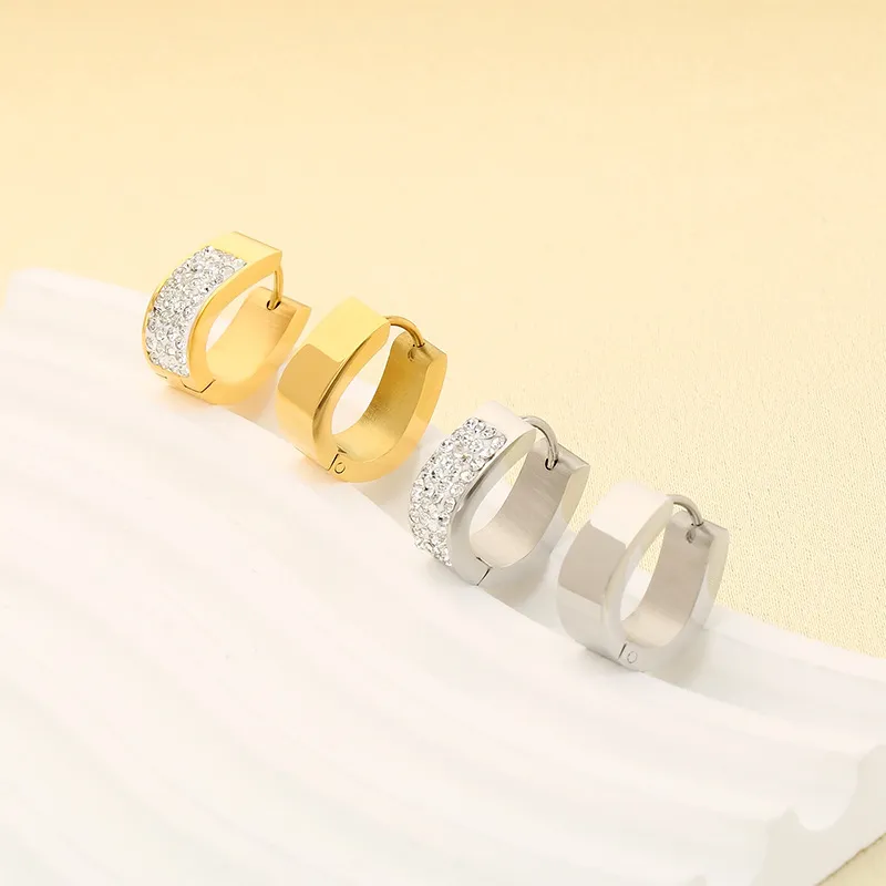 Stainless Steel Rhinestone Earrings Suitable for Daily Wear