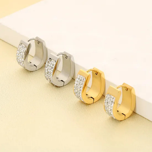 Stainless Steel Rhinestone Earrings Suitable for Daily Wear