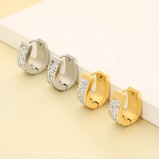 Stainless Steel Rhinestone Earrings Suitable for Daily Wear